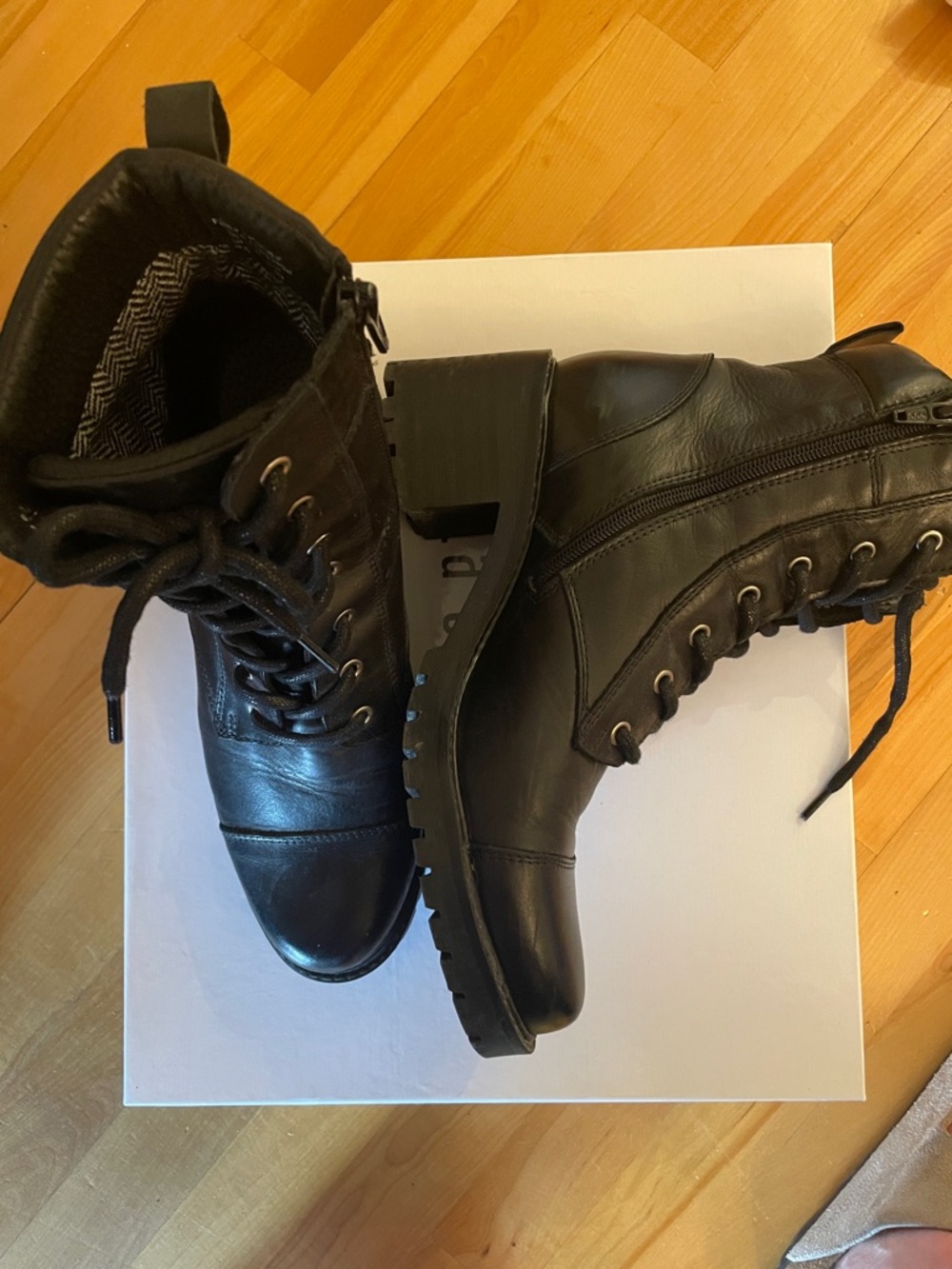 Xhilaration Black Lace-Up Side-Zip Combat Boots